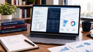 Data science project dashboard showing data exploration, model evaluation and visual reporting for a career portfolio